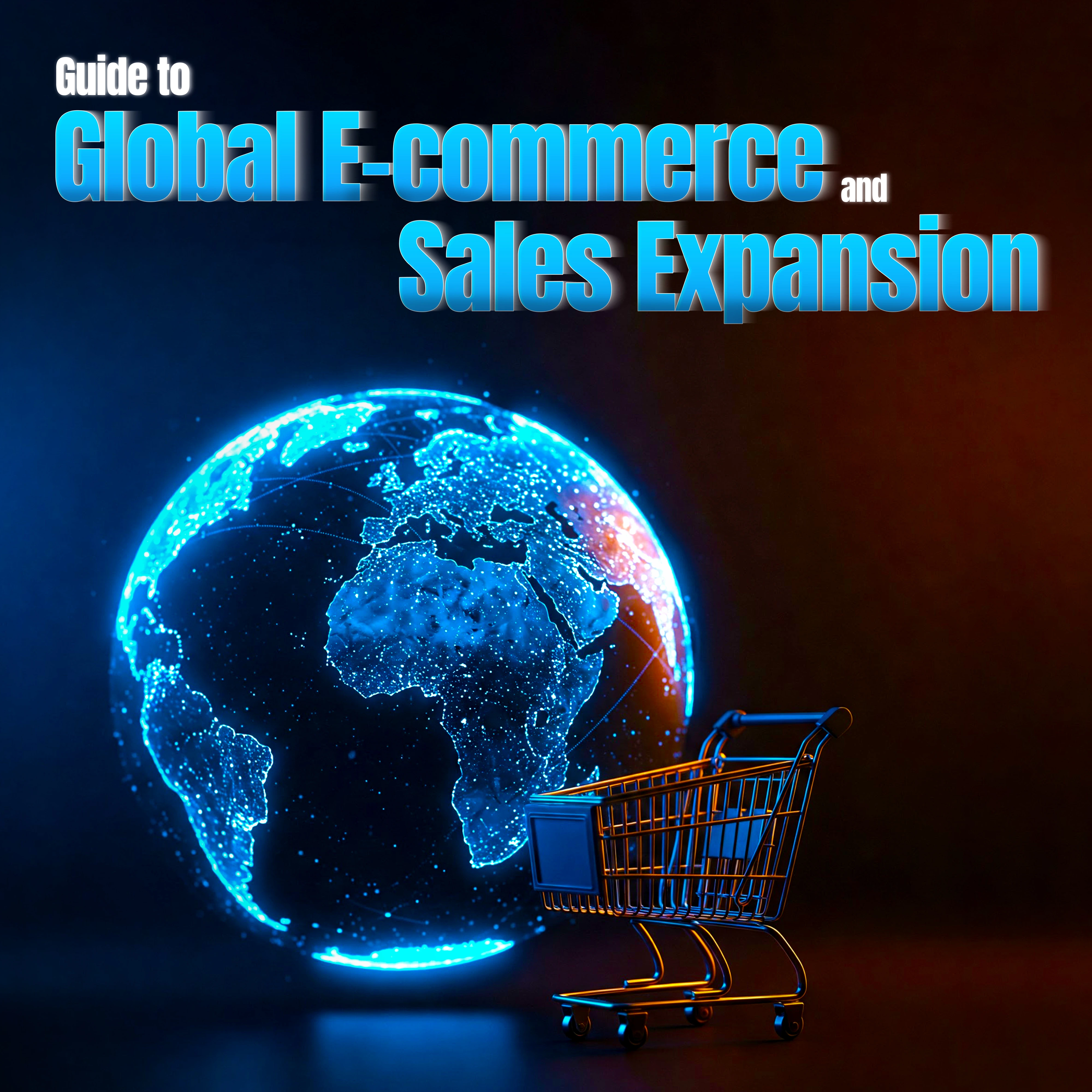 Global e-commerce expansion illustrated with a world map and shopping carts